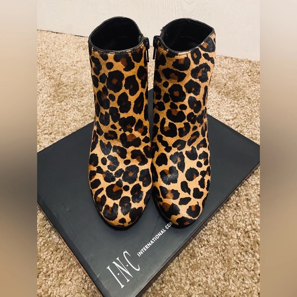 INC Leopard Booties - Picture 1 of 5
